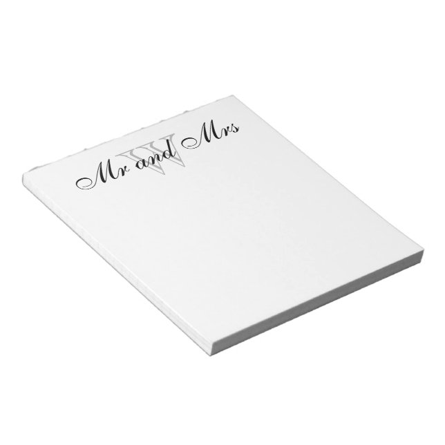CHIC NOTEPAD_"Mr and Mrs" WHITE Notepad (Angled)