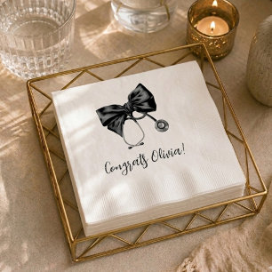 Chic Nurse Graduation Coquette Bow Medical  Napkin