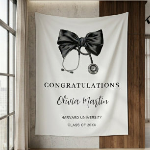 Chic Nurse Graduation Coquette Bow Medical Photo Tapestry