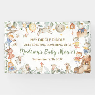 Chic Nursery Rhyme Greenery Baby Shower Backdrop  Banner