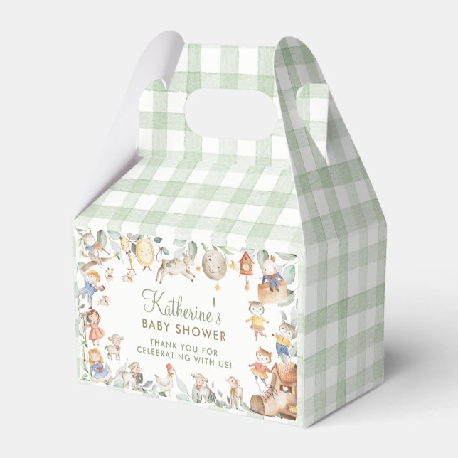 Chic Nursery Rhyme Greenery Baby Shower Neutral  Favour Box (Back Side)