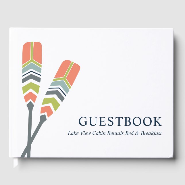 Chic Oars Lake Ocean Beach Cabin Vacation Rental Guest Book (Front)