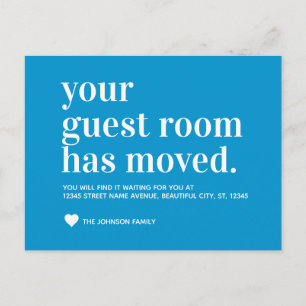 Chic Ocean Blue Guest Room Moving Announcement