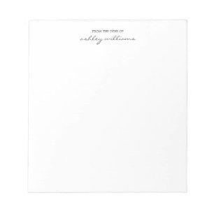 Chic Off-Black Script From the Desk of Name Custom Notepad