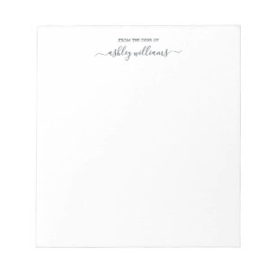 Chic Off-Black Script From the Desk of Name Custom Notepad