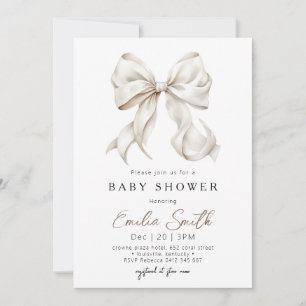 Chic Off White Coquette Baby Shower Invitation