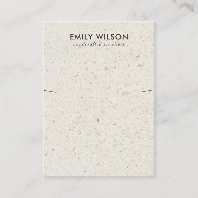CHIC OFF WHITE TERRAZZO NECKLACE BRACELET DISPLAY BUSINESS CARD (Front)