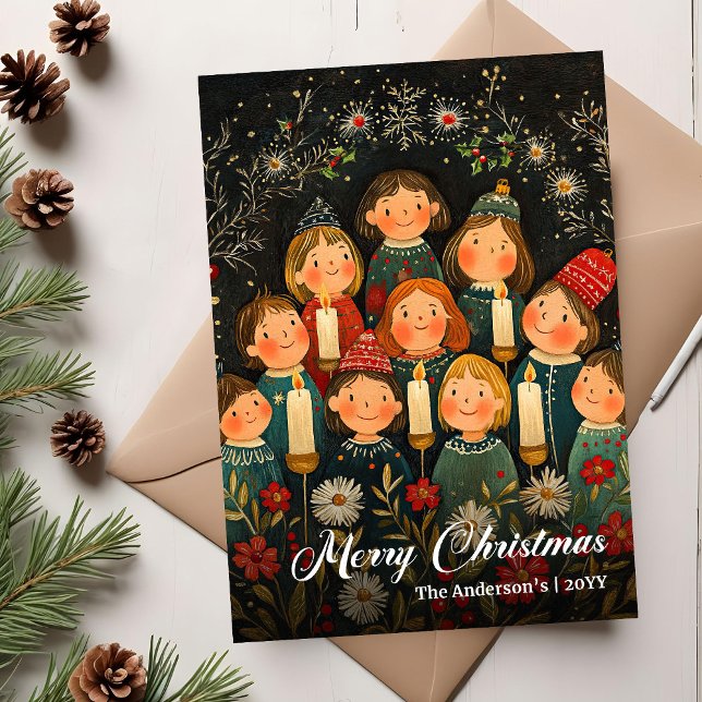 Chic Old Fashioned Christmas Carols Holiday Card (Chic Old Fashioned Christmas Carols Holiday Card)