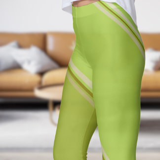Chic Olive under Pale Green Banded Print Leggings