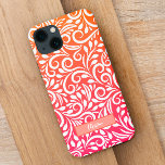 Chic Ombre Floral Pattern Elegant Name Pink Orange Case-Mate iPhone Case<br><div class="desc">Eye catching design features a background consisting of an abstract white floral pattern and a fun orange & pink ombre gradient pattern. Add custom name in stylish white script with the simple to use template. Font type may be further customised in the design tool area. Contact me at beachpausedesigns@gmail.com with...</div>