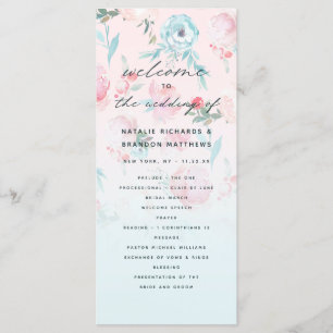 Chic Ombre French Garden Floral Wedding Ceremony Programme