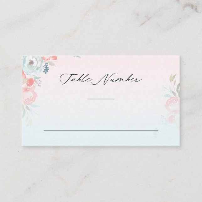 Chic Ombre French Garden Wedding Table Number Place Card (Front)