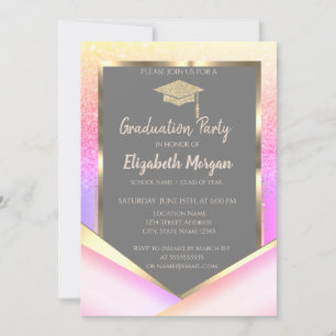 Chic Ombre Glitter Diamonds Graduation Invitation