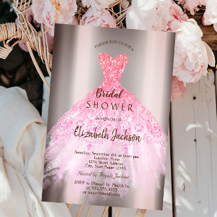 Chic Ombre Glitter Dress, Bridal Shower Invitation