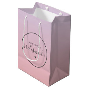 Chic Ombre Pink Gradient Will you be my Bridesmaid Medium Gift Bag
