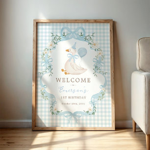 Chic One Silly Goose Blue Balloon Birthday Welcome Poster