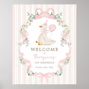 Chic One Silly Goose Pink Balloon Birthday Welcome Poster