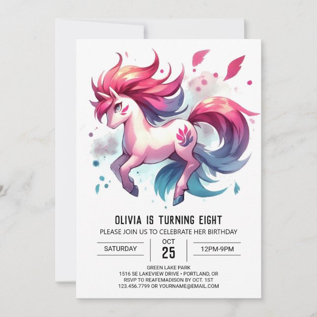 Chic Online Horse Birthday  Invitation (Front)
