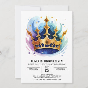 Chic Online Prince Crown Birthday Invitation
