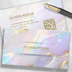 Chic Opal Abstract with QR Code ID1147 Business Card