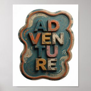Chic Orange ADVENTURE Graphic Design Poster