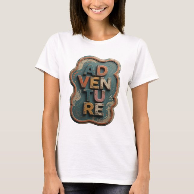Chic Orange ADVENTURE Graphic Design T-Shirt (Front)