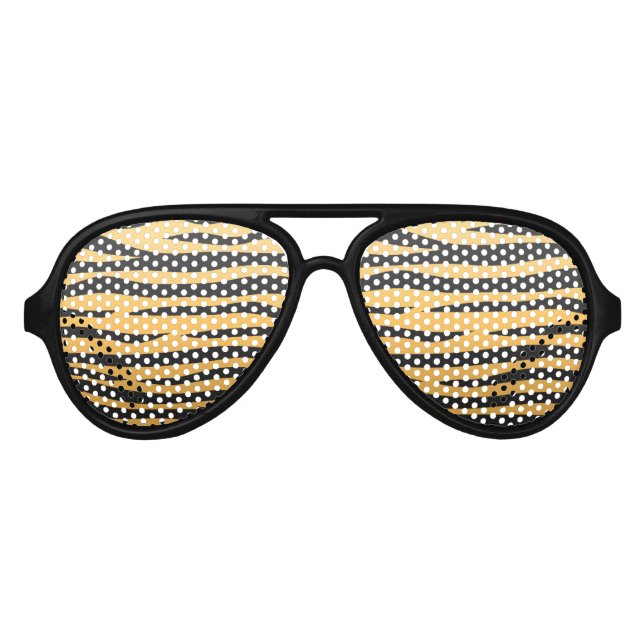 Chic orange and black tiger print aviator sunglasses (Front)