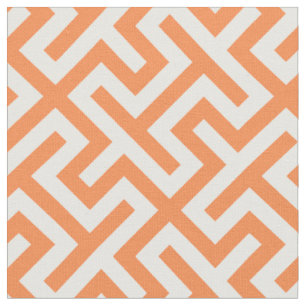 Chic orange and white abstract geometric pattern fabric