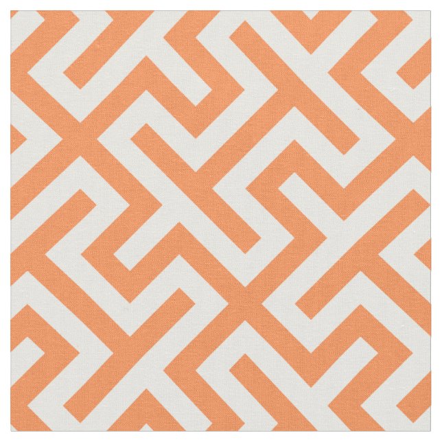 Chic orange and white abstract geometric pattern fabric (Close Up)