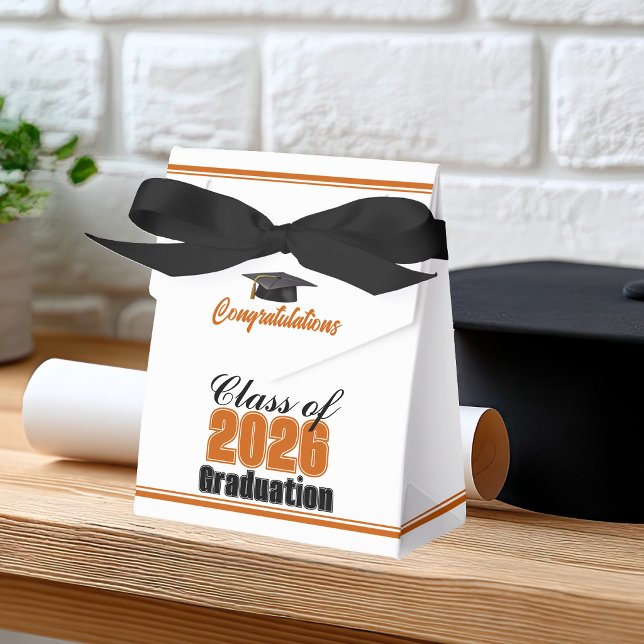Chic Orange Black Class of 2026 Custom Graduation Favour Box (Creator Uploaded)