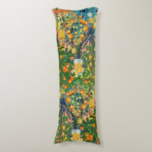 Chic orange blue turquoise sicilian citrus collage body cushion