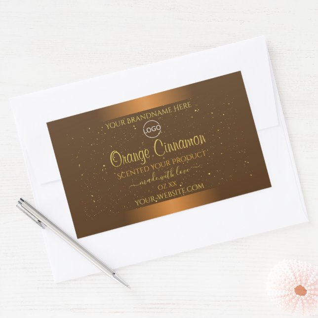 Chic Orange Brown Product Labels Gold Glitter Logo (Envelope)