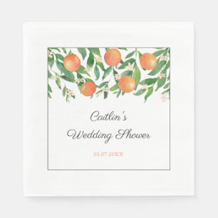 Chic Orange Charcoal Black Wedding Shower Party Napkin