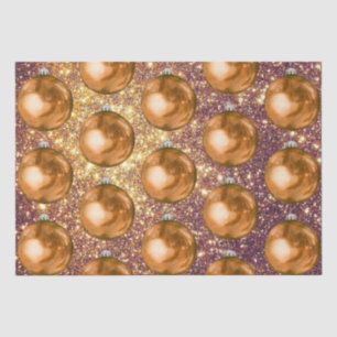 Chic Orange Christmas Balls Rose Glitter Sparkles Tissue Paper