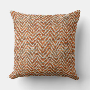 Chic orange cream chevron cushion