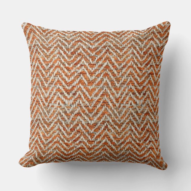 Chic orange cream chevron cushion (Front)