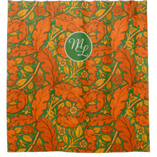Chic Orange Fall Acanthus & Rose William Morris Shower Curtain