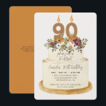 Chic Orange Fall Autumn 90th Birthday Cake Invitation<br><div class="desc">Celebrate a feminine fall 90th birthday with our chic invitation. Design features a rustic cake decorated with autumn flowers, leaves and candles with the number 90 all for the ultimate chic look. All text is 100% customisable. If you need extra pieces for this collection please contact me, happy to help!...</div>