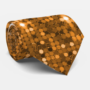 Chic Orange Gold Glitter Prom & Party Neck Tie