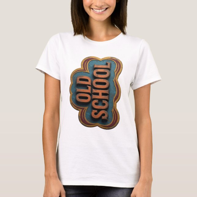 Chic Orange OLD SCHOOL Bold Design T-Shirt (Front)