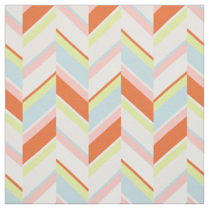 Chic orange pink yellow geometric chevron pattern fabric