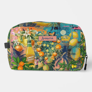 Chic orange sicilian citrus collage floral tiles  dopp kit