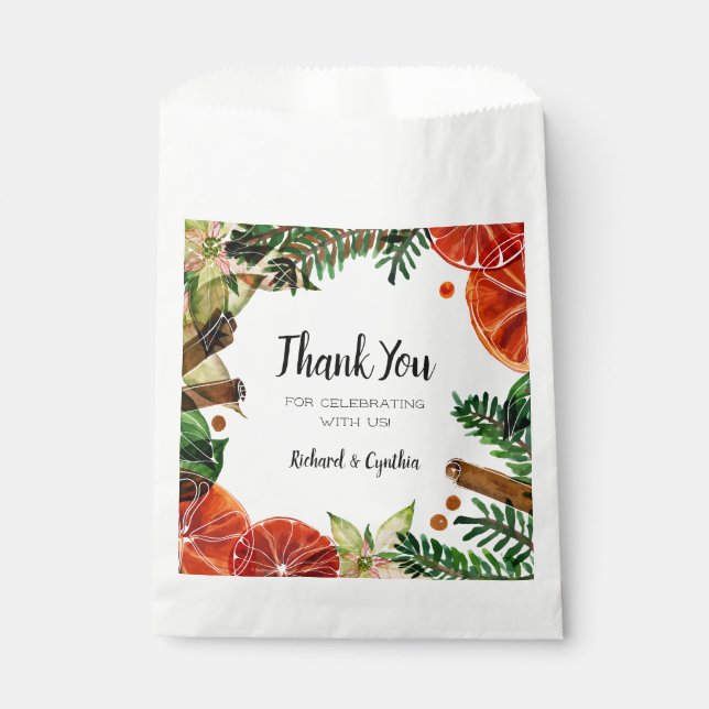 Chic Orange Slices and Cinnamon Christmas Favour Bags (Front)