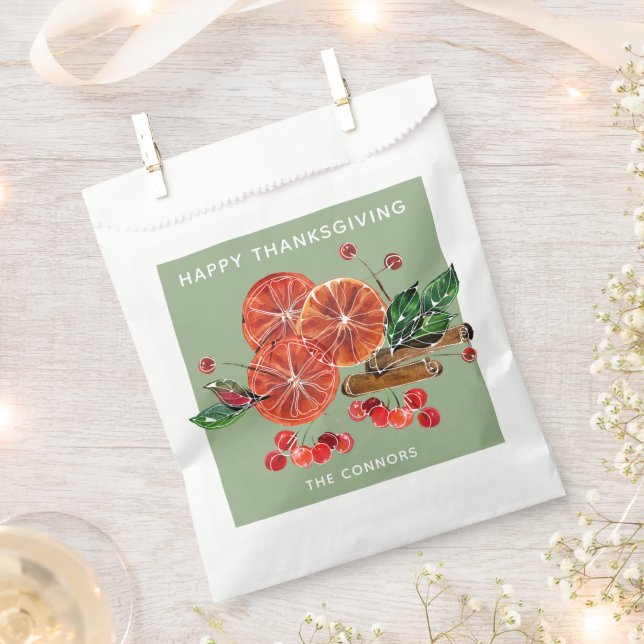 Chic Orange Slices and Cinnamon Sticks Autumn Favour Bags (Clipped)