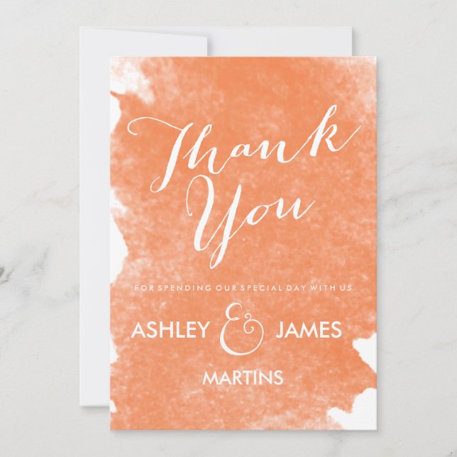 CHIC ORANGE WATERCOLOR THANK YOU CARDS (Front)
