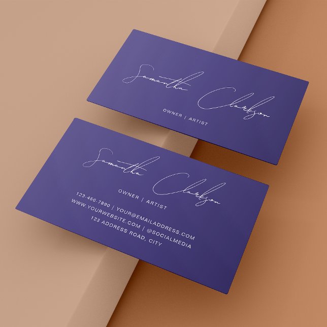 Chic Orchid Purple Minimalist Hand-Lettered Script Business Card (Creator Uploaded)