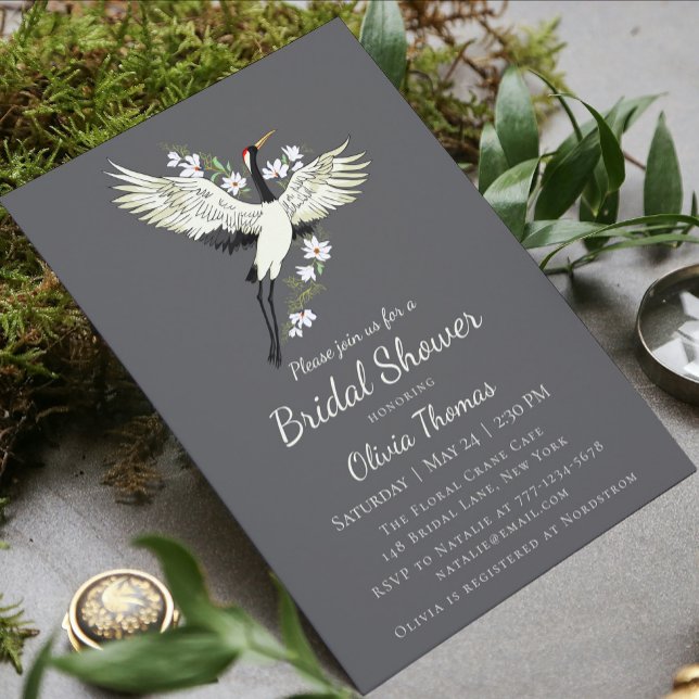 Chic Oriental Crane Bridal Shower Invitation (Creator Uploaded)
