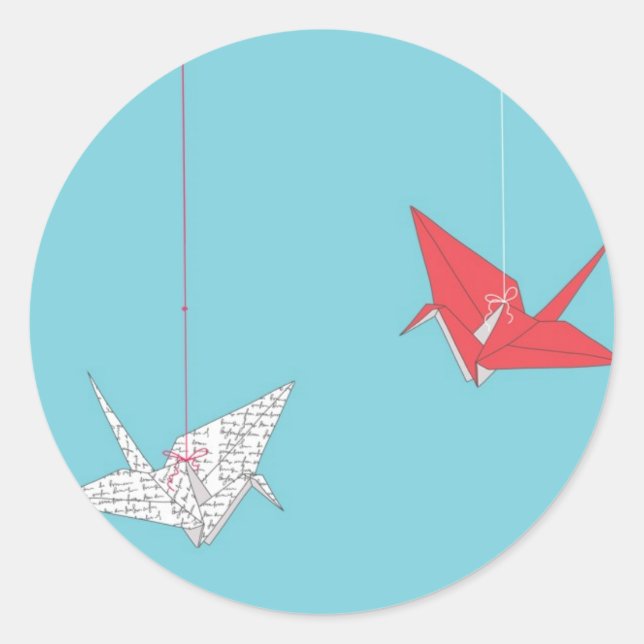 Chic Origami Birds Wedding Envelope Stickers (Front)