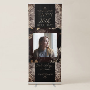 Chic Ornamental Floral Patter Photo Birthday Retractable Banner