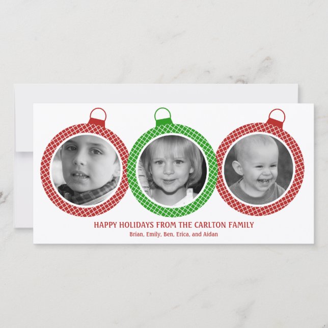 Chic Ornaments Holiday Photo Cards (Front)